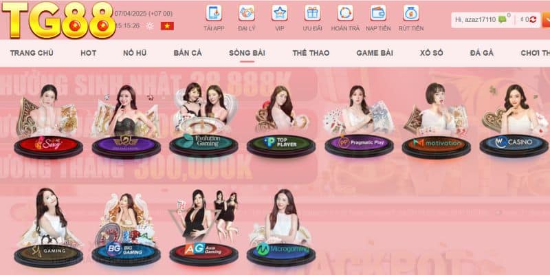 Điểm danh các siêu phẩm game tại casino TG88 